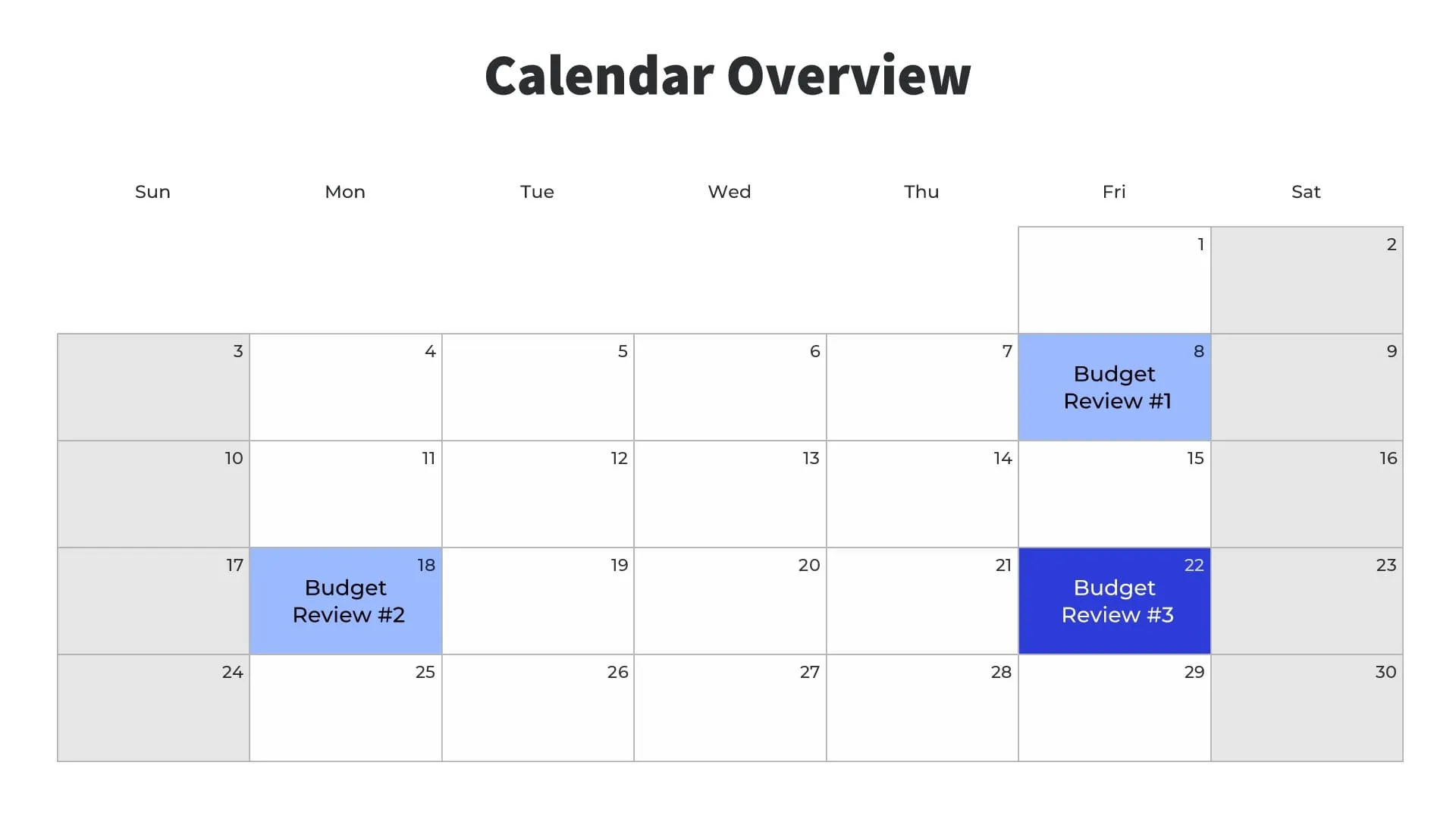 Calendar overview